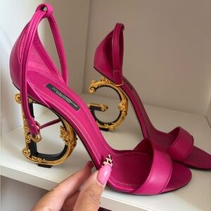 Dolce & Gabbana Fuchsia Heels with Gold Initials